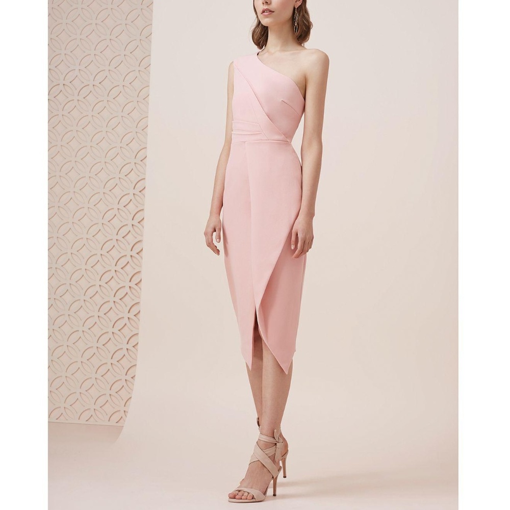 💕Keepsake One Shoulder Midi Dress in Peony💕